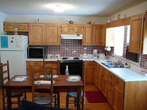 log cabin rental kitchen
